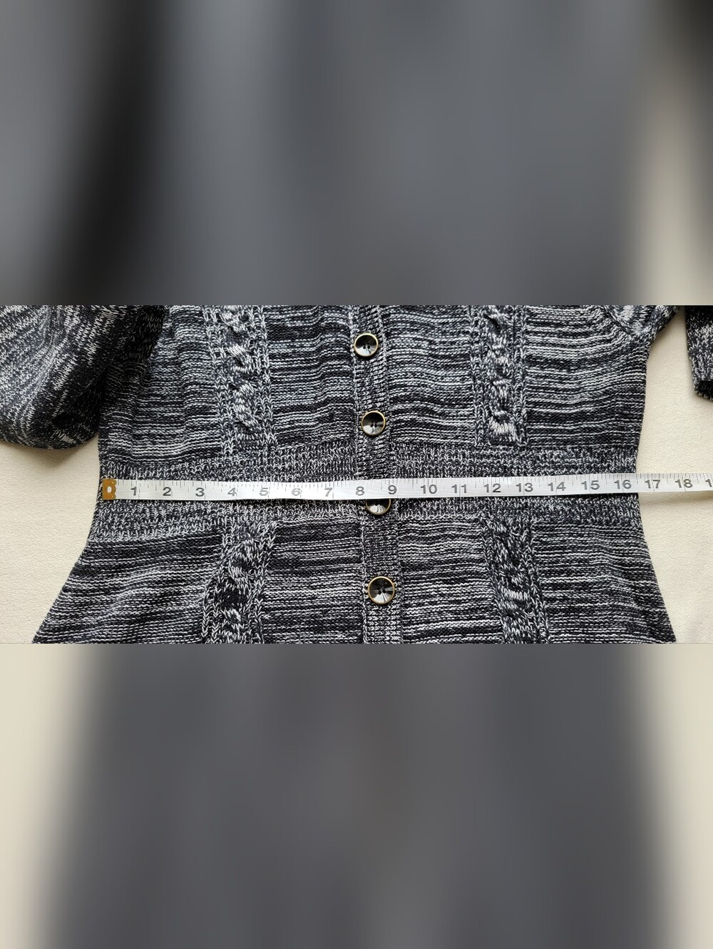 Women’s Hooded Long Cardigan Sweater - Black & Gray - Picture 3 of 6